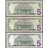 Image 2 : Lot of (3) 2006 $5 Federal Reserve Notes Fancy Serial Numbers