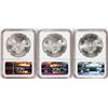 Image 2 : Lot of (3) 2014 $1 American Silver Eagle Coins NGC MS70 First Releases