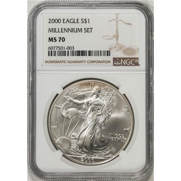 2000 Millennium Set $1 American Silver Eagle Coin NGC MS70