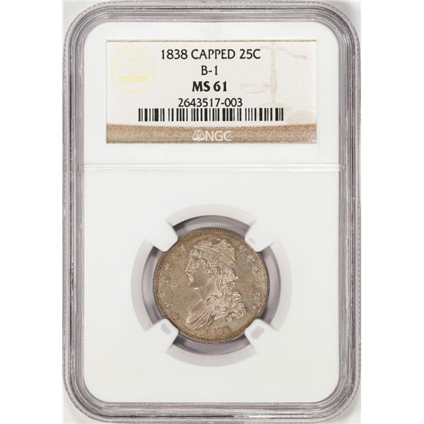 1838 B-1 Capped Bust Quarter Coin NGC MS61