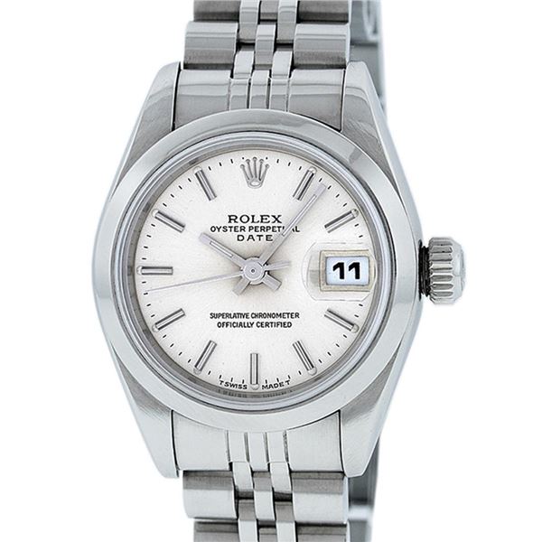 Rolex Ladies Stainless Steel Silver Index Datejust Wristwatch