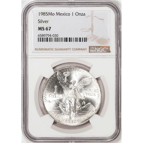 1985Mo Mexico 1 Onza Libertad Silver Coin NGC MS67