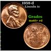 Image 1 : 1958-d Lincoln Cent 1c Grades Gem+ Unc RD