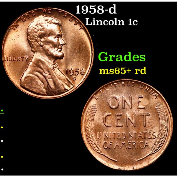 1958-d Lincoln Cent 1c Grades Gem+ Unc RD
