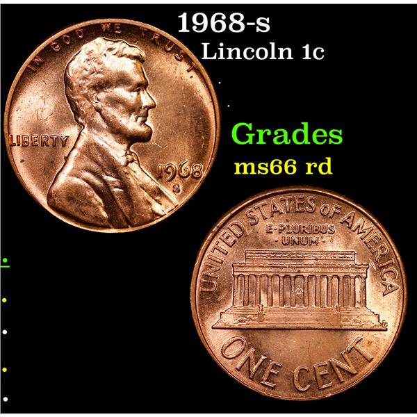 1968-s Lincoln Cent 1c Grades GEM+ Unc RD