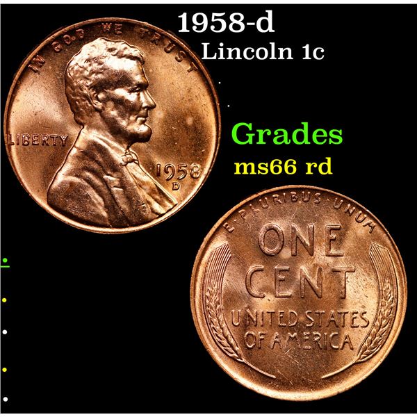 1958-d Lincoln Cent 1c Grades GEM+ Unc RD