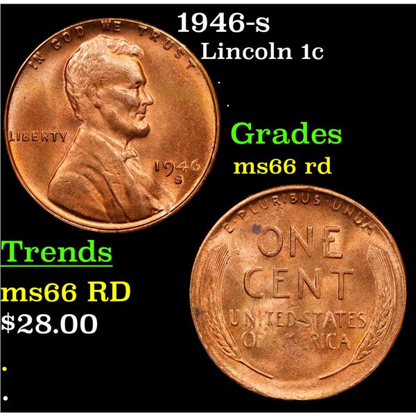 1946-s Lincoln Cent 1c Grades GEM+ Unc RD