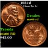 Image 1 : 1951-d Lincoln Cent 1c Grades GEM+ Unc RD