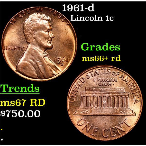1961-d Lincoln Cent 1c Grades GEM++ RD