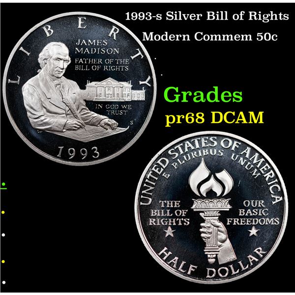 1993-s Silver Bill of Rights Modern Commem Half Dollar 50c Grades GEM+++ Unc
