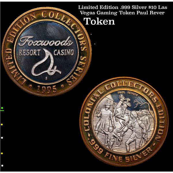 Limited Edition .999 Silver $10 Las Vegas Gaming Token Paul Rever