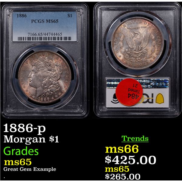 PCGS 1886-p Morgan Dollar $1 Graded ms65 By PCGS