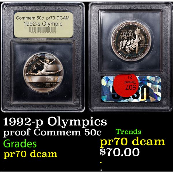 Proof 1992-p Olympics Modern Commem Half Dollar 50c Graded GEM++ Proof Deep Cameo By USCG