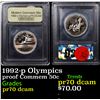 Image 1 : Proof 1992-p Olympics Modern Commem Half Dollar 50c Graded GEM++ Proof Deep Cameo By USCG