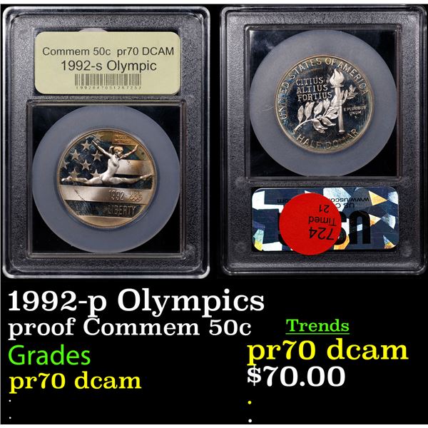 Proof 1992-p Olympics Modern Commem Half Dollar 50c Graded GEM++ Proof Deep Cameo By USCG