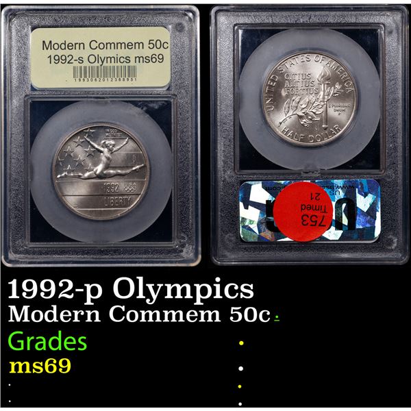 1992-p Olympics Modern Commem Half Dollar 50c Graded ms69 By USCG