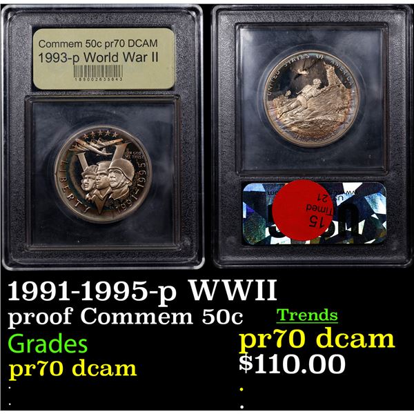 Proof 1991-1995-p WWII Modern Commem Half Dollar 50c Graded GEM++ Proof Deep Cameo By USCG