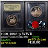 Image 1 : Proof 1991-1995-p WWII Modern Commem Half Dollar 50c Graded GEM++ Proof Deep Cameo By USCG