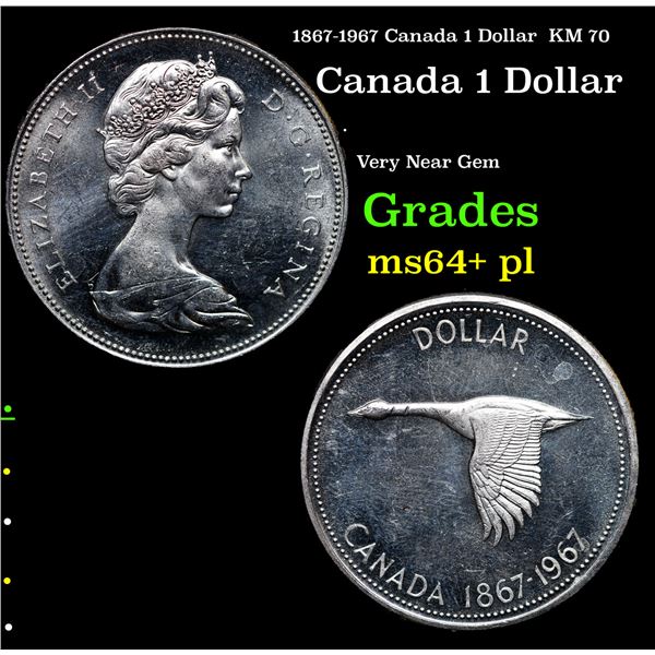 1867-1967 Canada 1 Dollar  KM 70 Grades Choice Unc+ PL