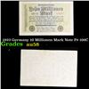 Image 1 : 1923 Germany 10 Millionen Mark Note P# 106C Grades Choice AU/BU Slider