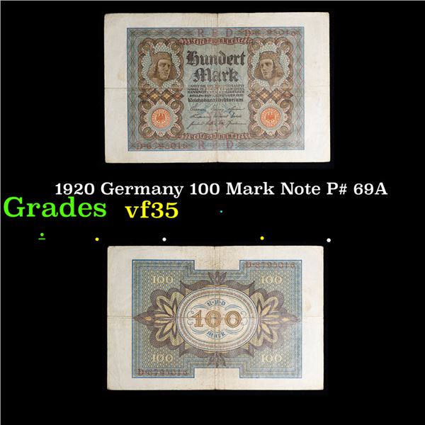 1920 Germany 100 Mark Note P# 69A Grades vf++