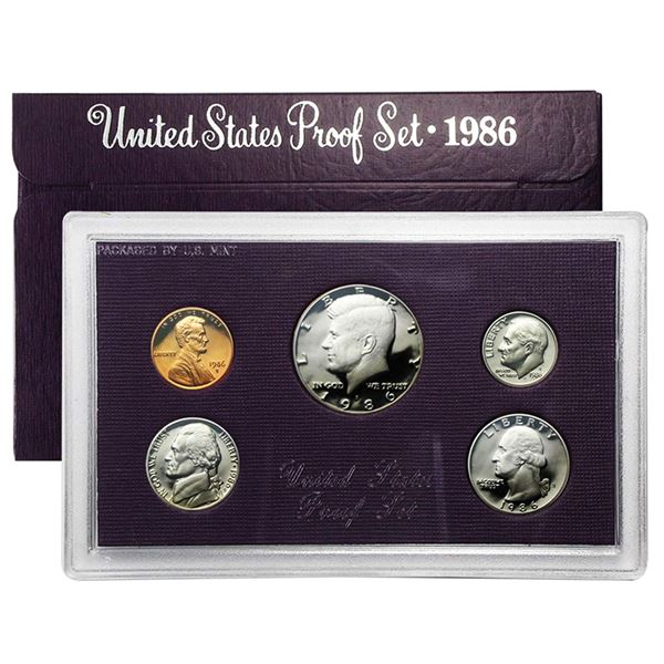 1986 United States Proof Set, 5 Coins Inside!