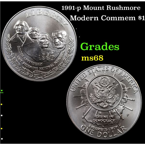 Proof 1991-p Mount Rushmore Modern Commem Dollar $1 Grades GEM++ Proof