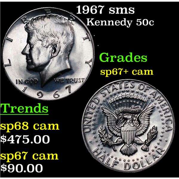 1967 sms Kennedy Half Dollar 50c Grades sp67+ cam