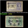 Image 1 : 1917 Imperial Germany 5 Mark Note P# 56A Grades vf++