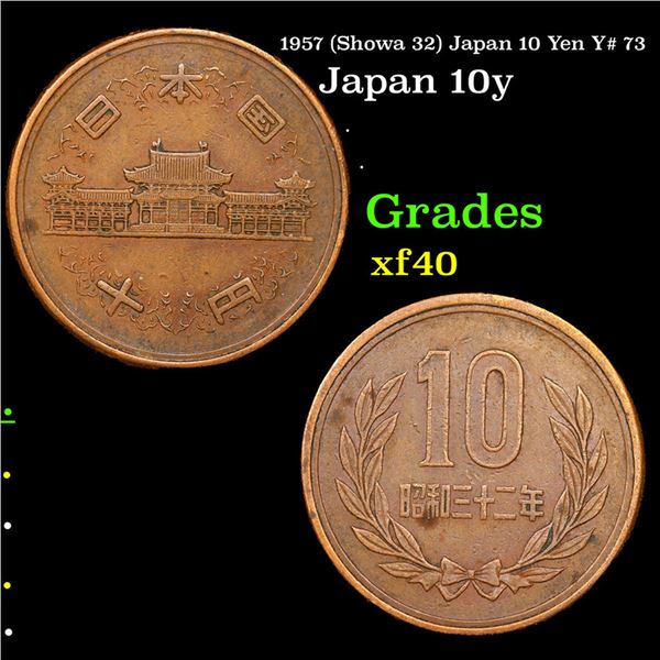 1957 (Showa 32) Japan 10 Yen Y# 73 Grades xf