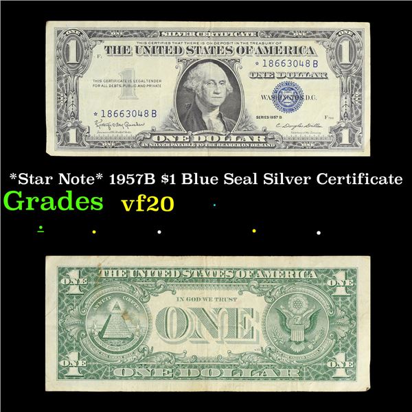 *Star Note* 1957B $1 Blue Seal Silver Certificate Grades vf, very fine