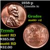 Image 1 : 1958-p Lincoln Cent 1c Grades GEM++ RD