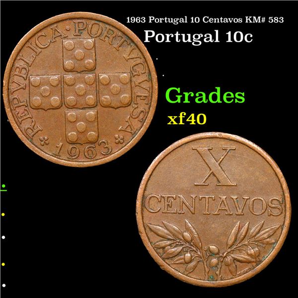 1963 Portugal 10 Centavos KM# 583 Grades xf