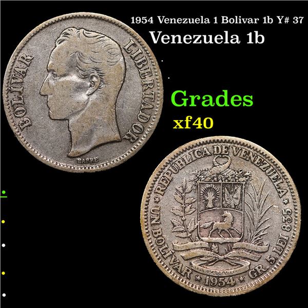 1954 Venezuela 1 Bolivar 1b Y# 37 Grades xf