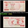 Image 1 : 2008 Zimbabwe 10 Million Dollar Note P# 55A Grades vf+