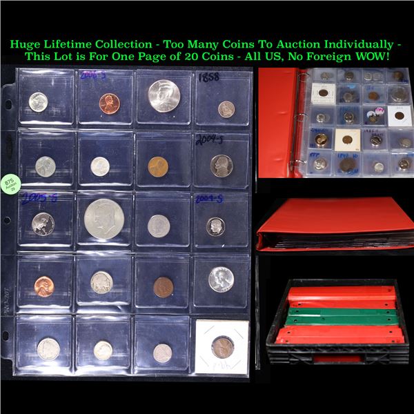 Huge Liifetime Collection - Too Many Coins To Auction Individually - This Lot is For One Page of 20 