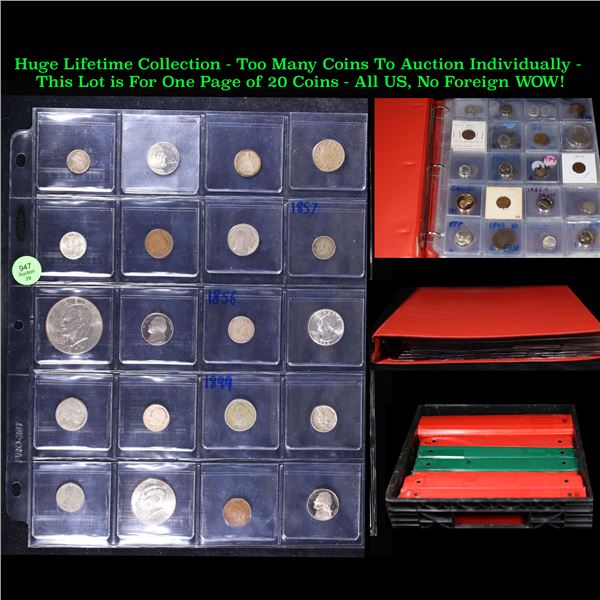 Huge Liifetime Collection - Too Many Coins To Auction Individually - This Lot is For One Page of 20 