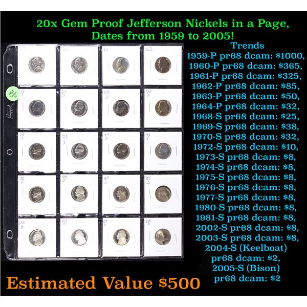 Huge Liifetime Collection - Too Many Coins To Auction Individually - This Lot is For One Page of 20 