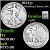 Image 1 : 1921-p Walking Liberty Half Dollar 50c Graded vg10 BY SEGS