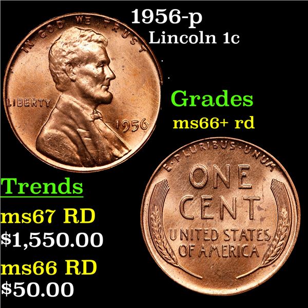 1956-p Lincoln Cent 1c Grades GEM++ RD