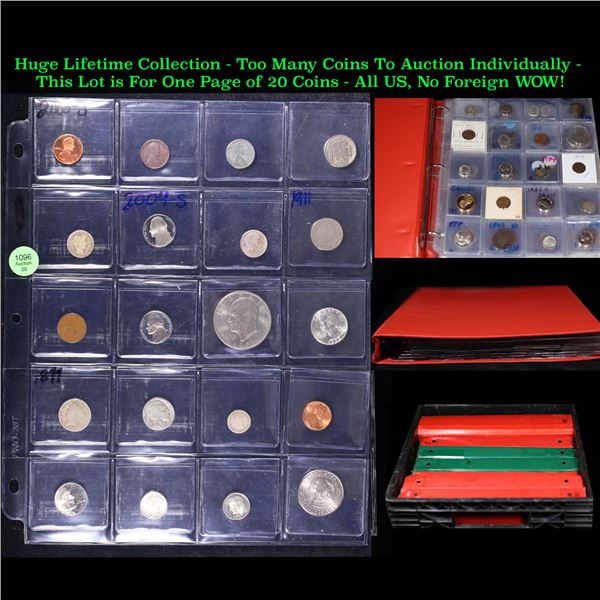 Huge Liifetime Collection - Too Many Coins To Auction Individually - This Lot is For One Page of 20 