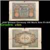 Image 1 : 1920 Weimar Germany 100 Mark Note P# 69A Grades vf+