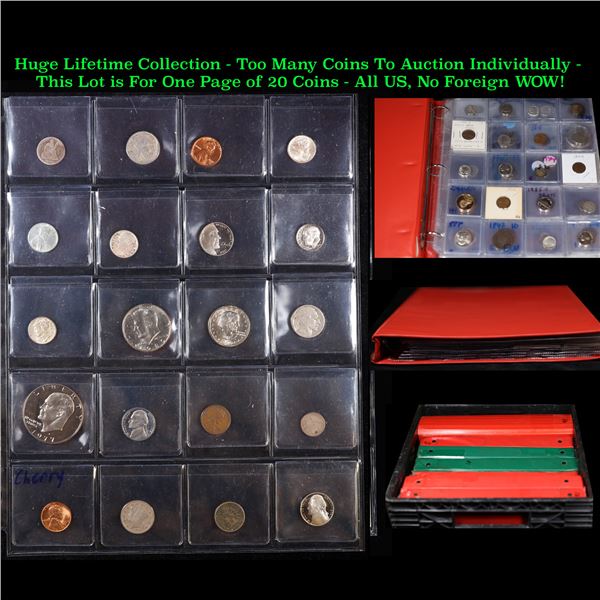 Huge Liifetime Collection - Too Many Coins To Auction Individually - This Lot is For One Page of 20 