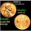Image 1 : 1958-p Lincoln Cent 1c Grades GEM+ Unc RD