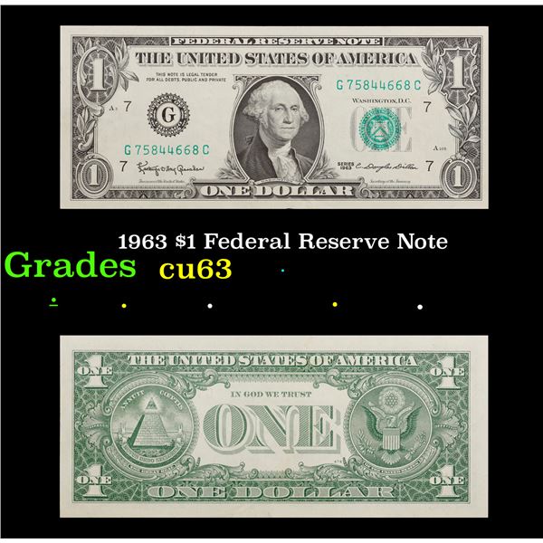 1963 $1 Federal Reserve Note Grades Select CU