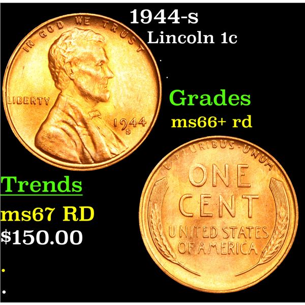 1944-s Lincoln Cent 1c Grades GEM++ RD