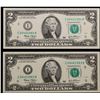 Image 2 : 2x Consecutive 2003 $2 Green Seal Federal Reserve Notes (Minneapolis, MN), CU! Grades Gem+ CU