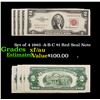 Image 1 : Set of 4 1963 -A-B-C $1 Red Seal Note Grades XF/AU