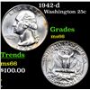 Image 1 : 1942-d Washington Quarter 25c Grades GEM+ Unc