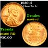 Image 1 : 1939-d Lincoln Cent 1c Grades GEM+ Unc RD